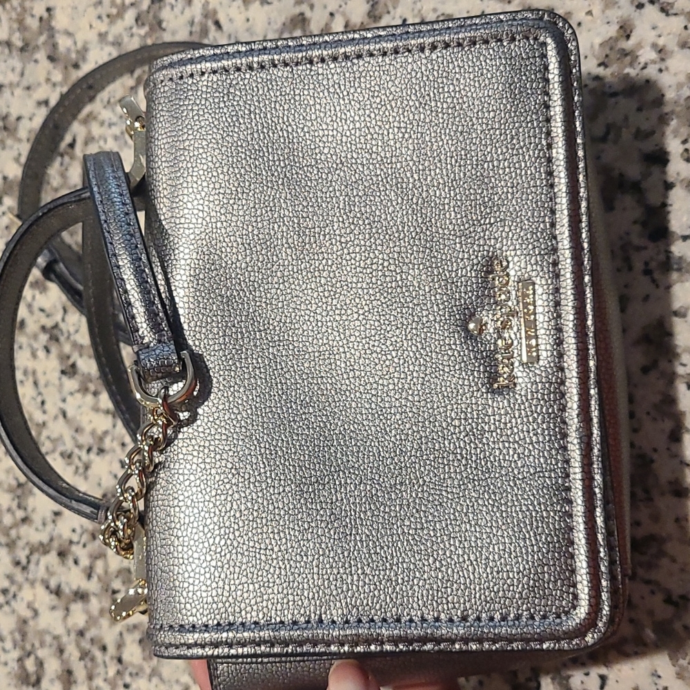 Kate spade purse small gray with strap